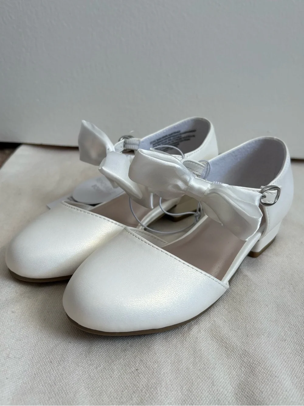 Gymboree Girls White Mary Jane Dress Shoes Removable Bow Buckle US 11